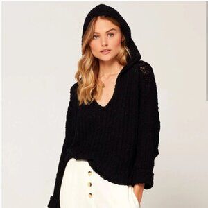 Lspace Olympia Black Hooded Sweater Small